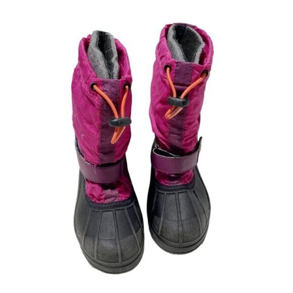 Columbia Big Kids’ Powderbug Forty Snow Boot Wild Fuchsia, Bright Nectar - Picture 3 of 5